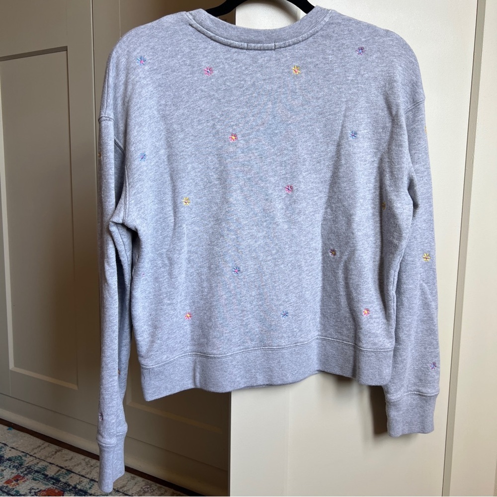 Rails Theo Heather Grey Daisy Embroidered Sweatshirt size small - Picture 3 of 6